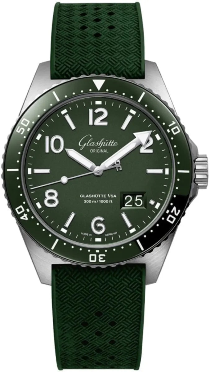 Glashutte Original SeaQ Panoramadatum Green dial Mens watch 43 1-36-13-07-83-33