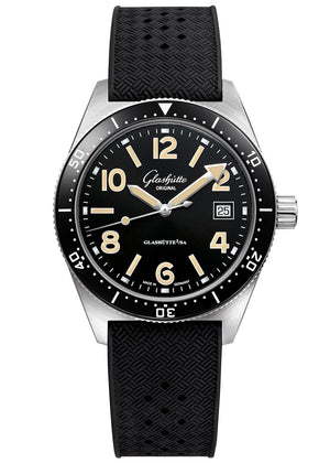 格拉苏蒂原创 SeaQ 黑色表盘黑色橡胶表带男式手表 39.5 1-39-11-06-80-06