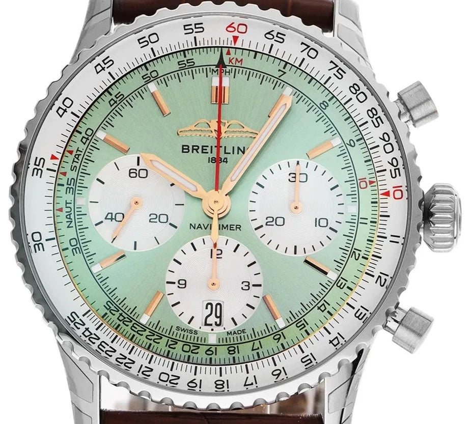 Breitling Navitimer B01 Chronograph Mint green dial 41mm AB0139211L1P1