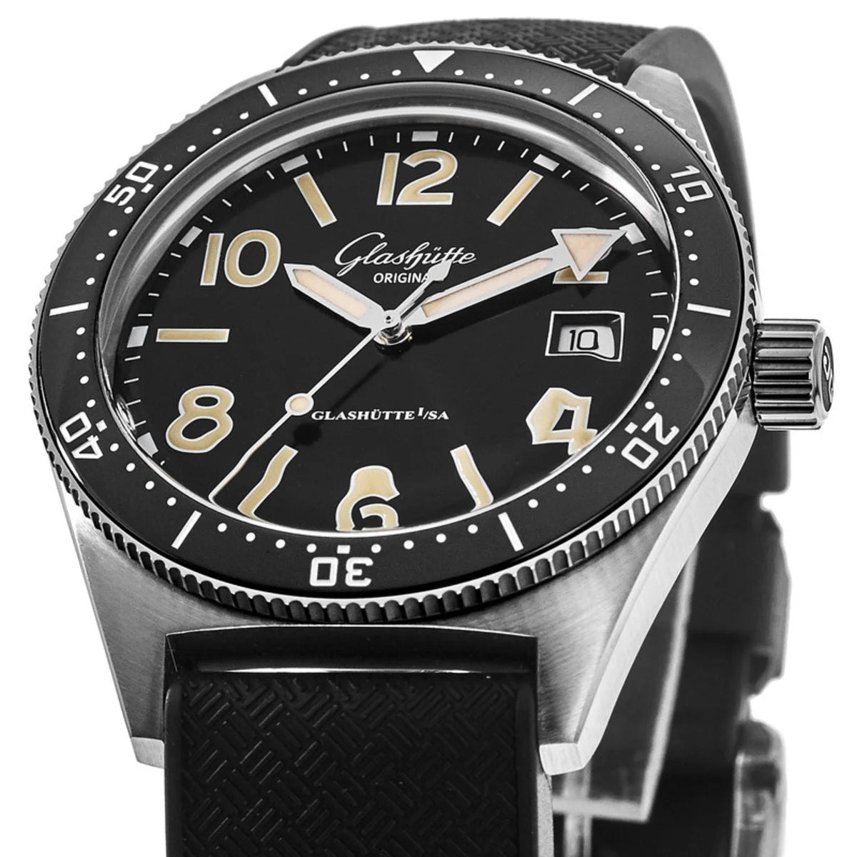 格拉苏蒂原创 SeaQ 黑色表盘黑色橡胶表带男式手表 39.5 1-39-11-06-80-06