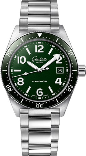 Glashutte Original SeaQ Green dial Mens watch 39.5 1-39-11-13-83-70
