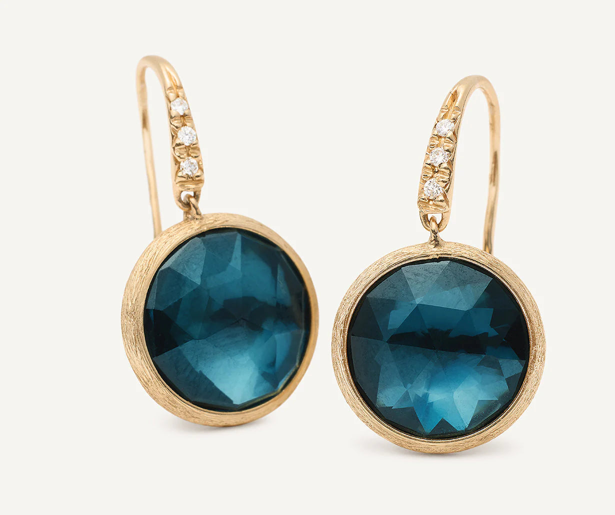 Marco Bicego Jaipur color 18K Y/Gold London Blue Topaz Drop earrings with Diamonds