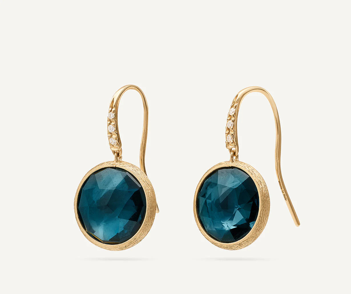 Marco Bicego Jaipur color 18K Y/Gold London Blue Topaz Drop earrings with Diamonds