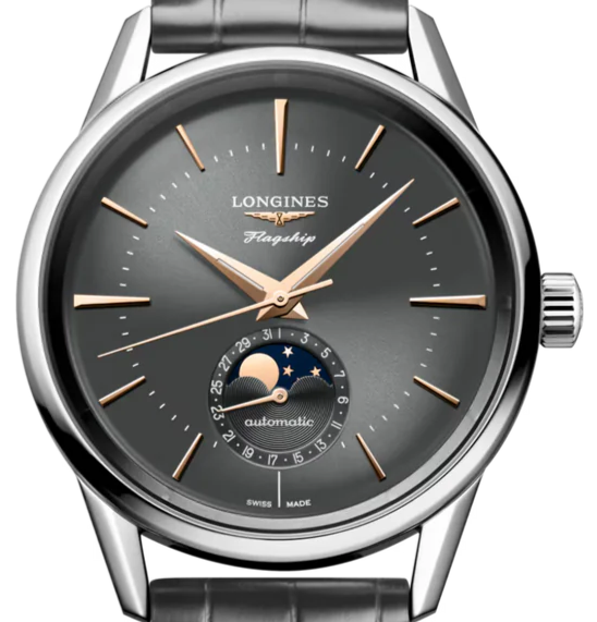 Longines Flagship Heritage Moonphase Grey dial 38.5mm L4.815.4.52.2