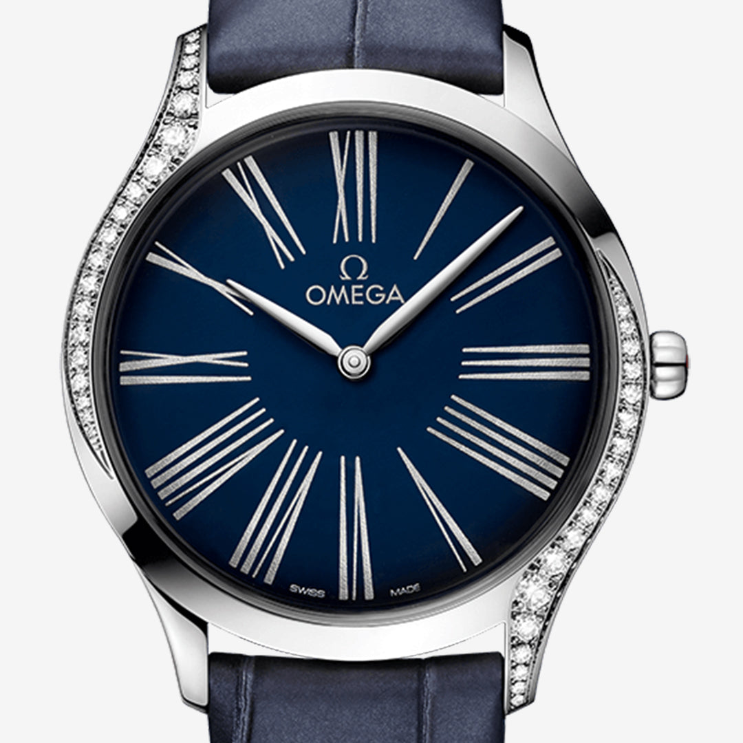 Omega De Ville Trésor Blue Roman Dial Diamond 36mm | Harley's Time LLC