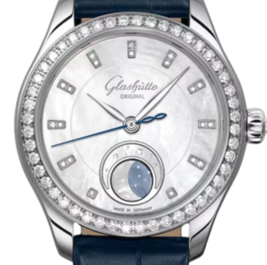 Glashutte Serenade Luna- Blue dial w/diamonds 32.5 mm 1-35-14-02-12-04