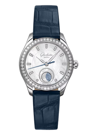 Glashutte Serenade Luna- Blue dial w/diamonds 32.5 mm 1-35-14-02-12-04