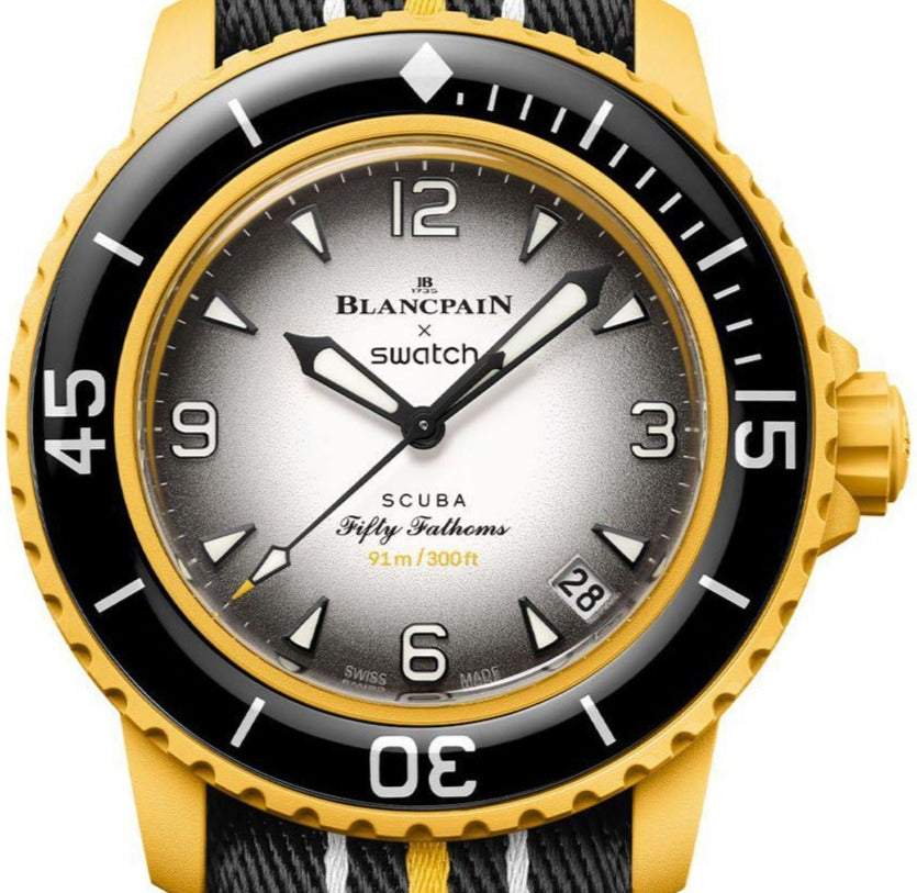 Swatch Blancpain Scuba Fifty Fathoms Océano Pacífico Amarillo 42 SO35P100