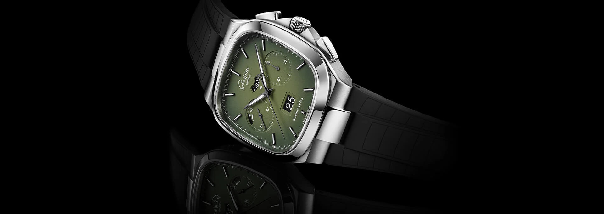 格拉苏蒂原创七十年代计时码表绿色表盘男士手表 40 1-37-02-09-02-62