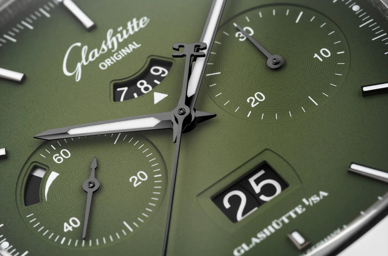 格拉苏蒂原创七十年代计时码表绿色表盘男士手表 40 1-37-02-09-02-62