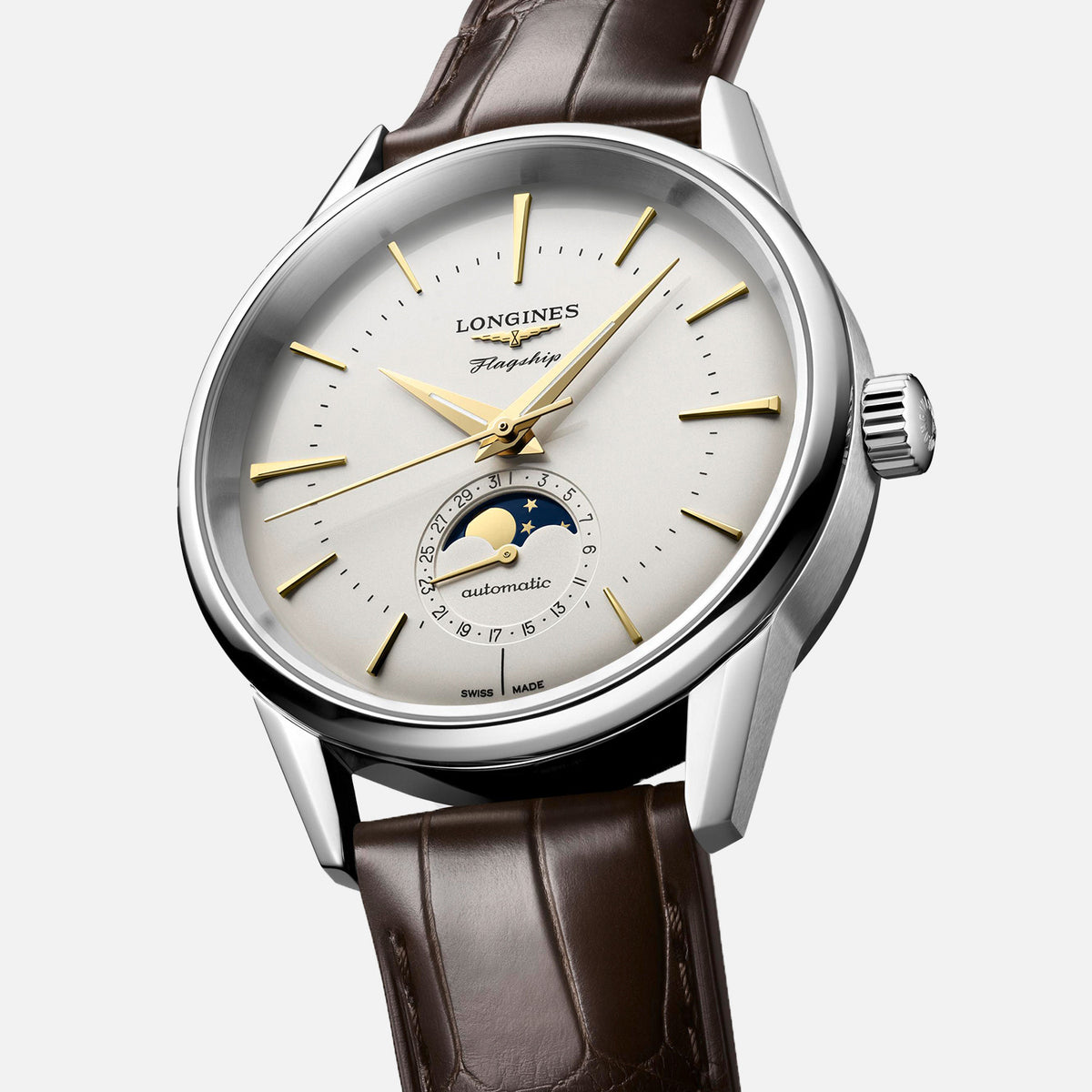 Longines Flagship Heritage Moonphase Silver dial 38.5mm L4.815.4.78.2 ...