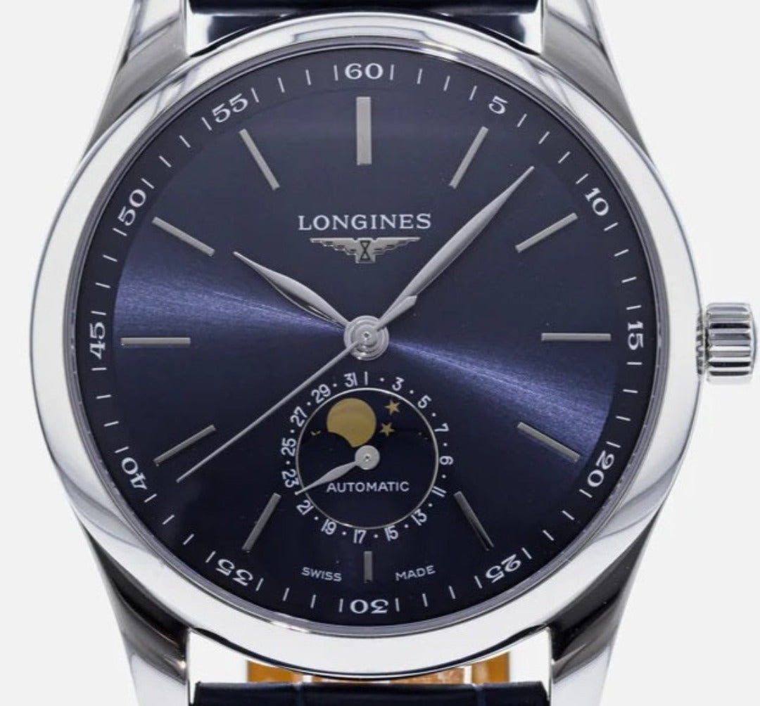 Reloj para hombre Longines Master Collection con esfera azul y correa de cuero azul 40 L2.909.4.92.0