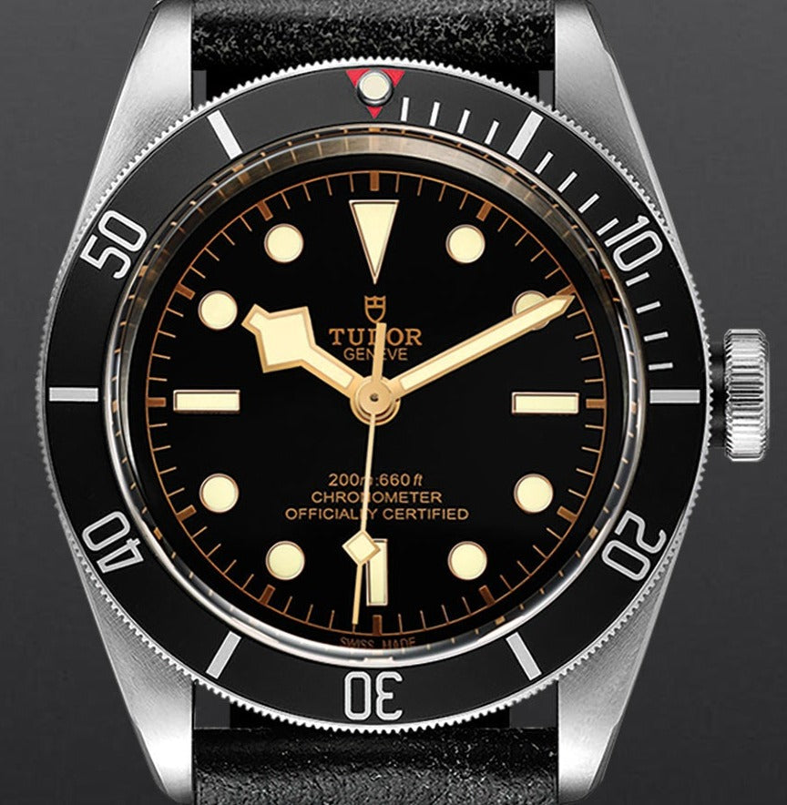 Tudor Black Bay Correa de cuero de acero Esfera negra Reloj para hombre 41 M79230N-0008 