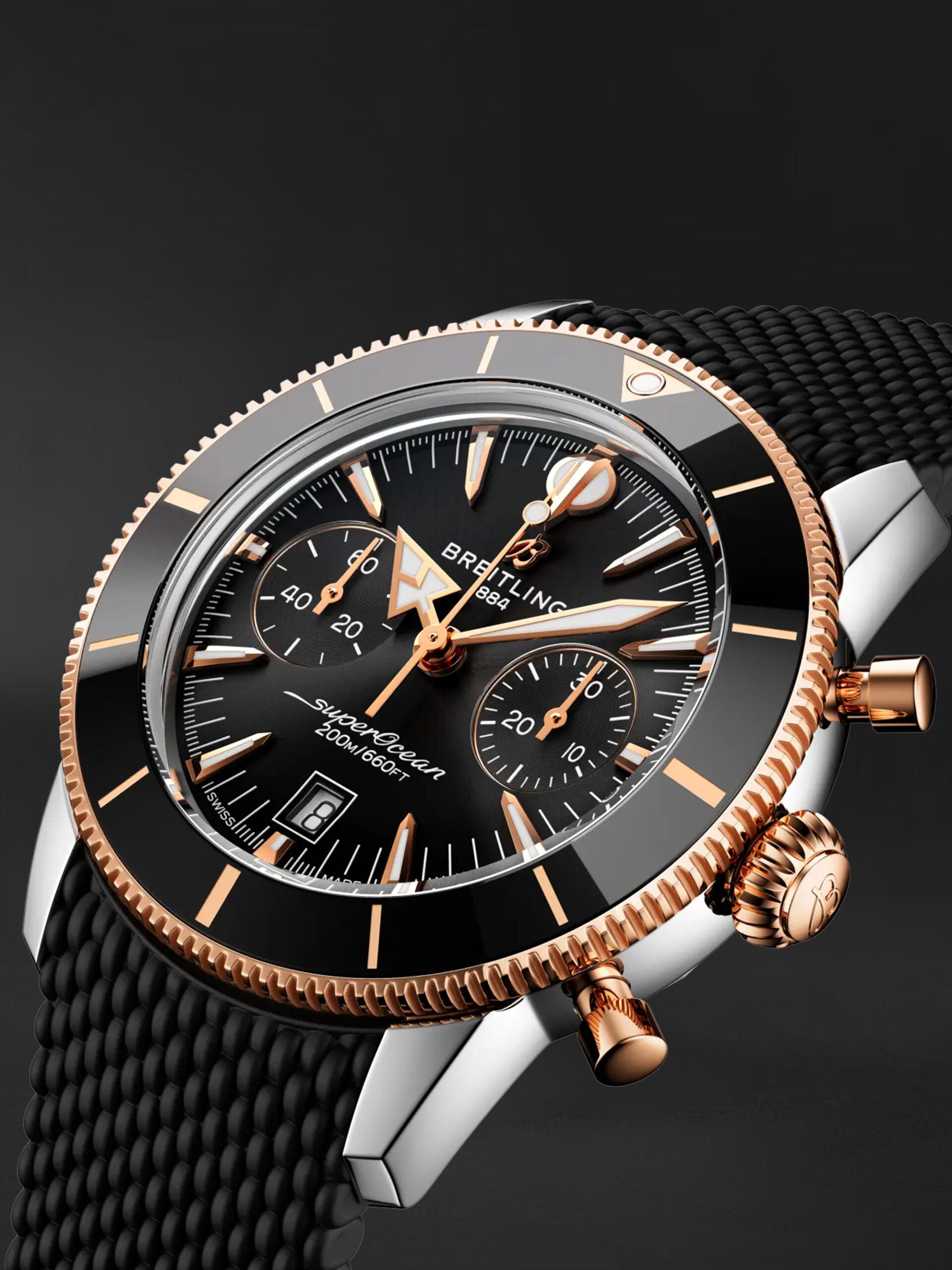 Breitling Ocean Culture Series B01 Chronograph Blk/Gold bezel 42mm UB0156H11B1S1