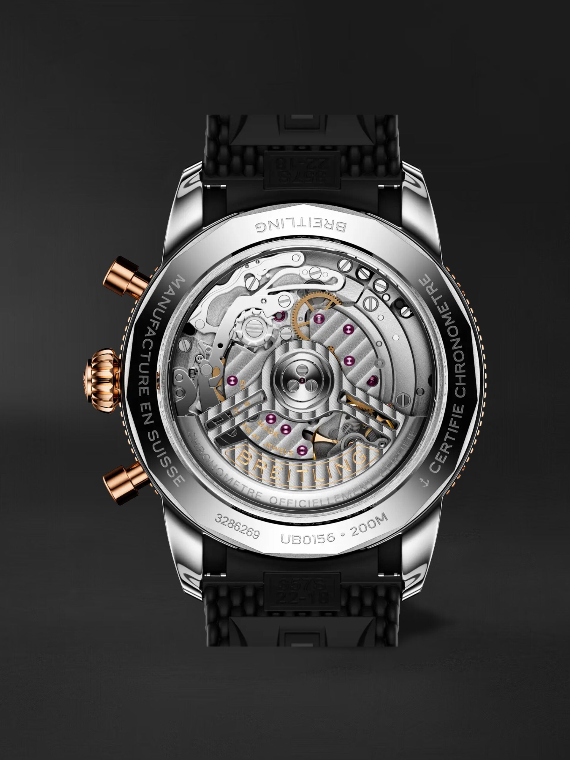 Breitling Ocean Culture Series B01 Chronograph Blk/Gold bezel 42mm UB0156H11B1S1