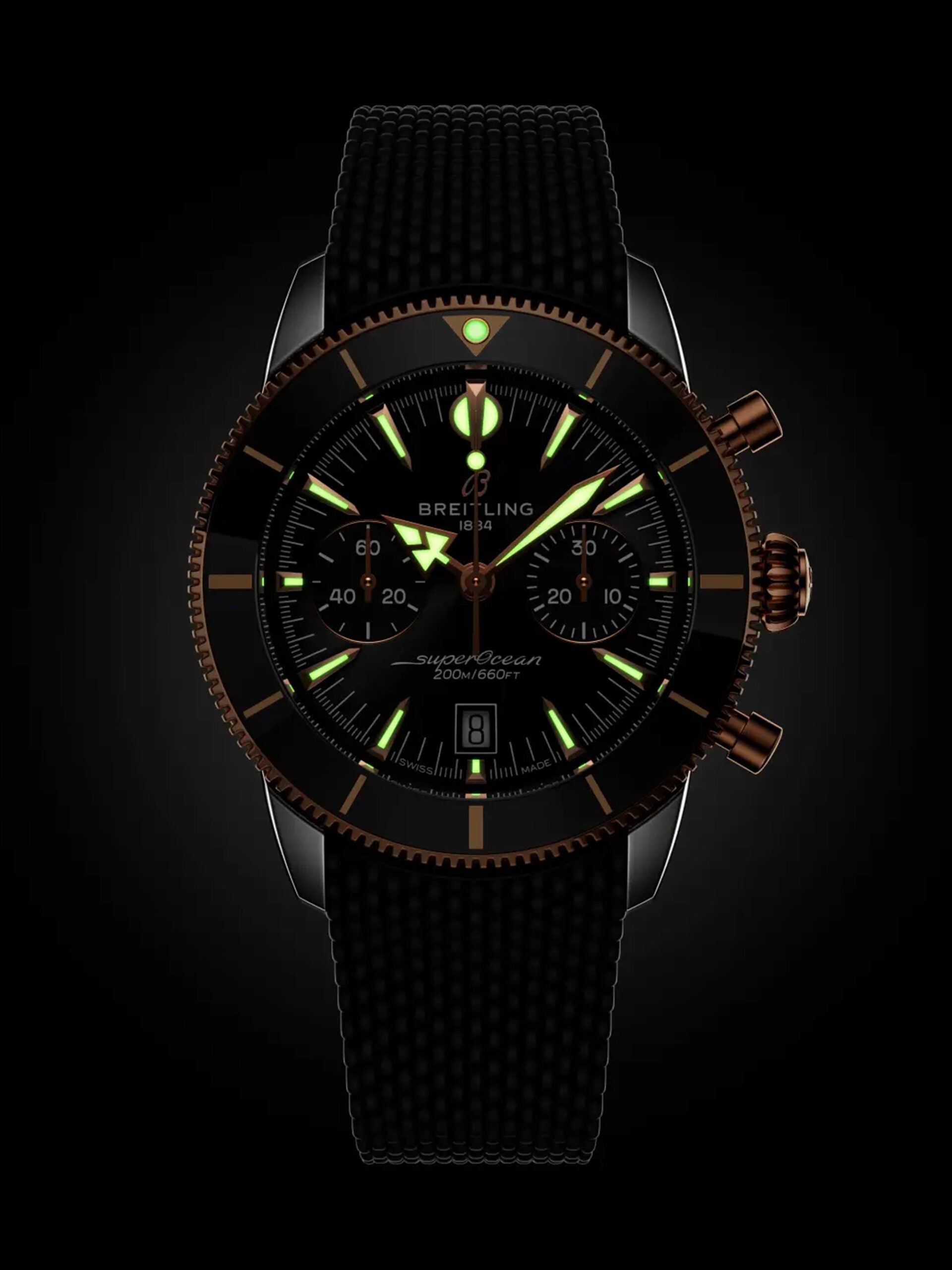 Breitling Ocean Culture Series B01 Chronograph Blk/Gold bezel 42mm UB0156H11B1S1