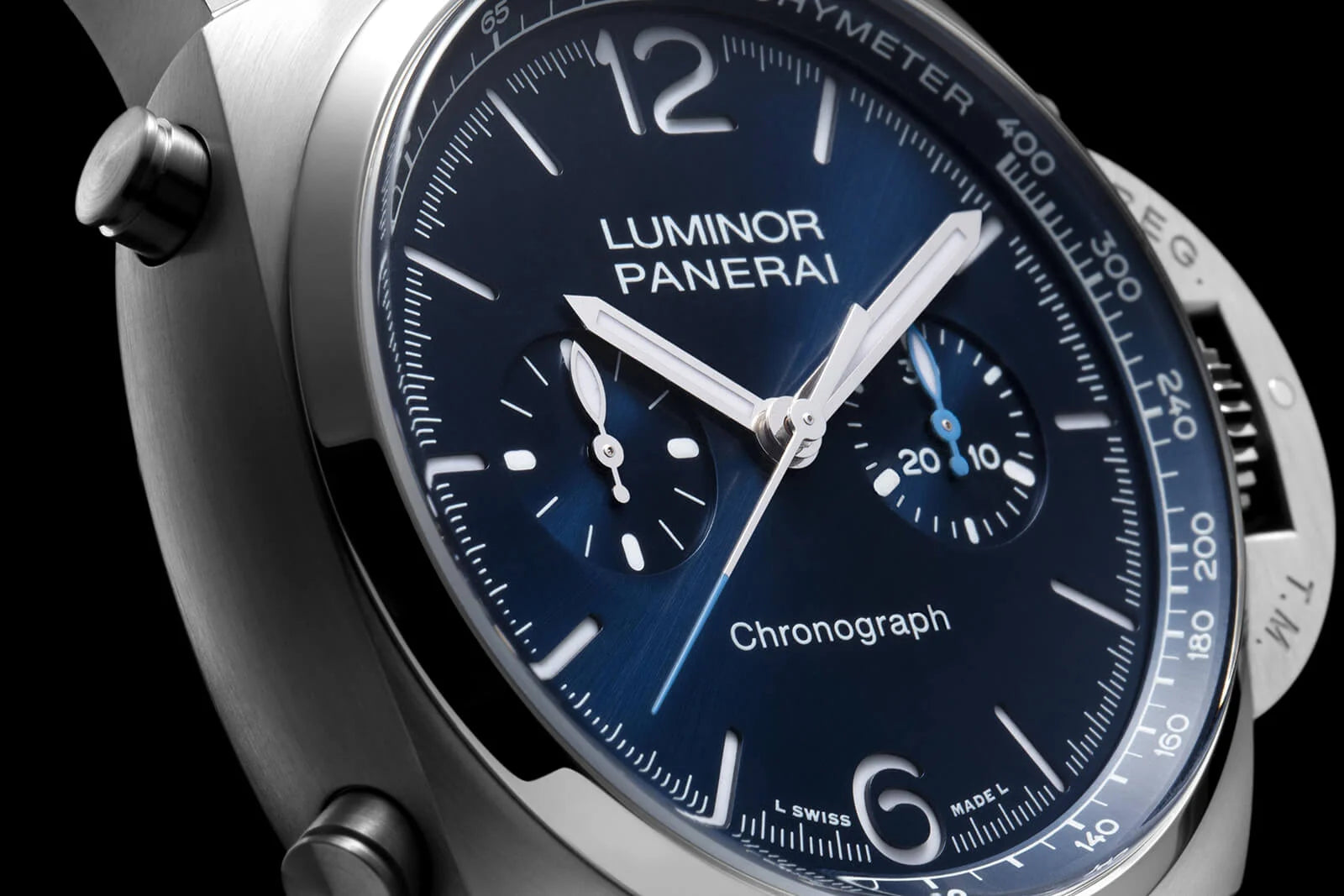 Panerai Luminor Chrono Reloj para hombre con esfera azul 44 mm Ref#Pam01110