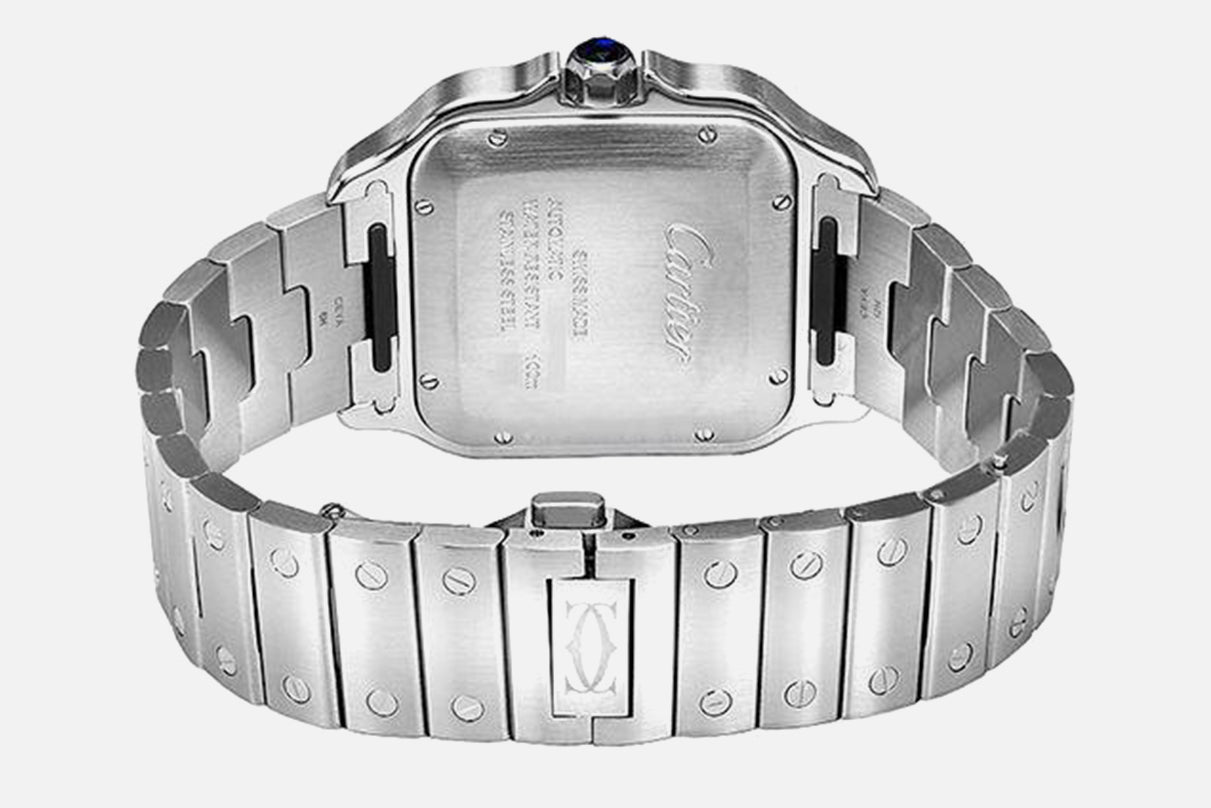 Cartier Santos Blue Dial Mens Watch 39.8mm Steel Bracelet WSSA0030
