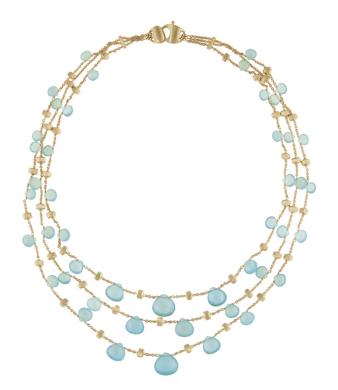 RTR Marco Bicego Paradise 18k y/gold Aqua 3-strand Necklace CB2009 AQ01