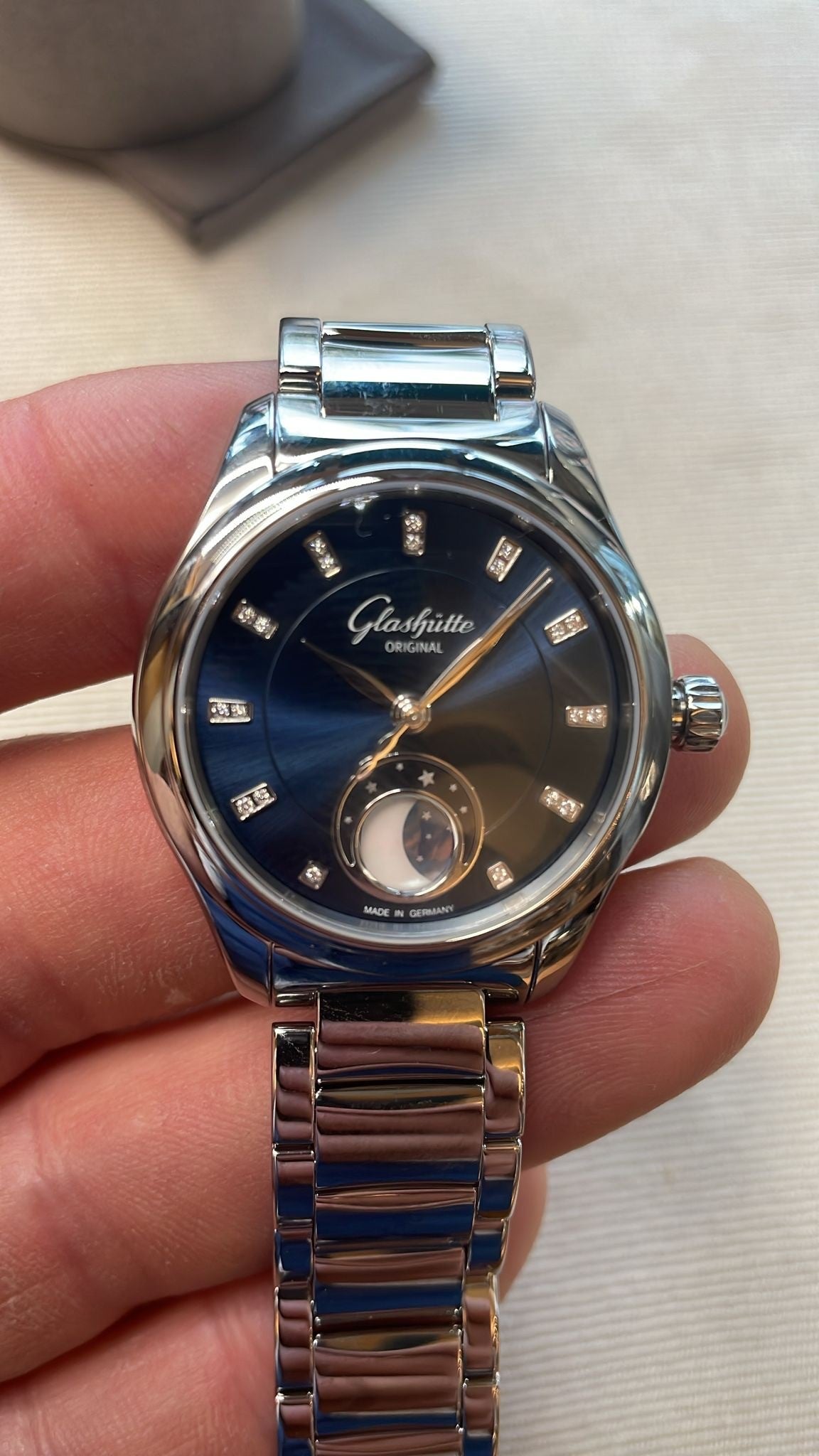 Glashutte Serenade Luna Blue dial 32.5mm 1-35-14-03-02-14