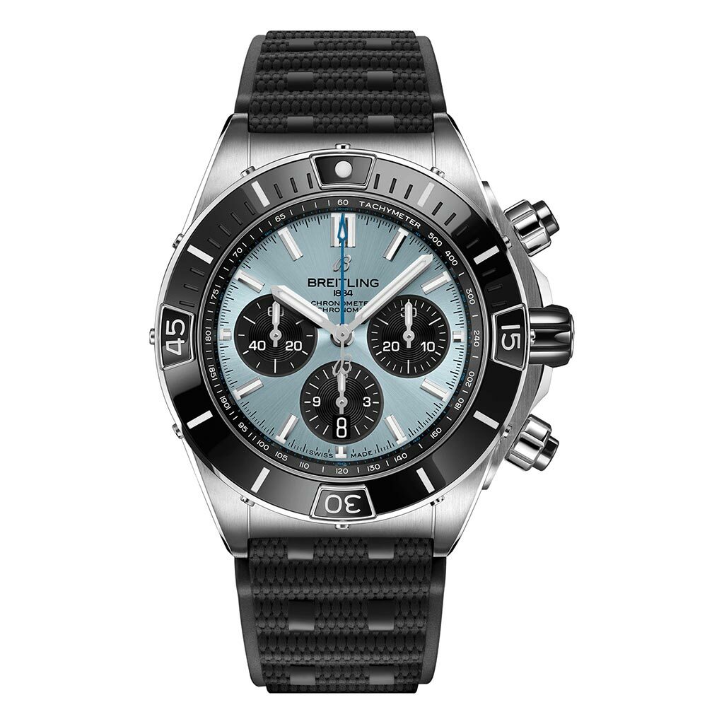 Breitling Chronomat Ice Blue 44mm Rubber Strap Ref#PB0136251C1S1