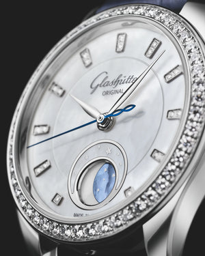 Glashutte Serenade Luna- Blue dial w/diamonds 32.5 mm 1-35-14-02-12-04