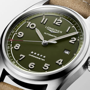 Longines Spirit Pioneer Automatic Green Mens Watch 40mm L3.810.4.03.2