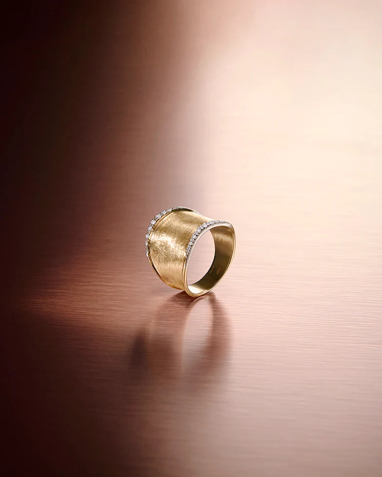 Marco Bicego Lunaria 18K Yellow Gold Large Band with Diamonds AB551_B_YW_Q6
