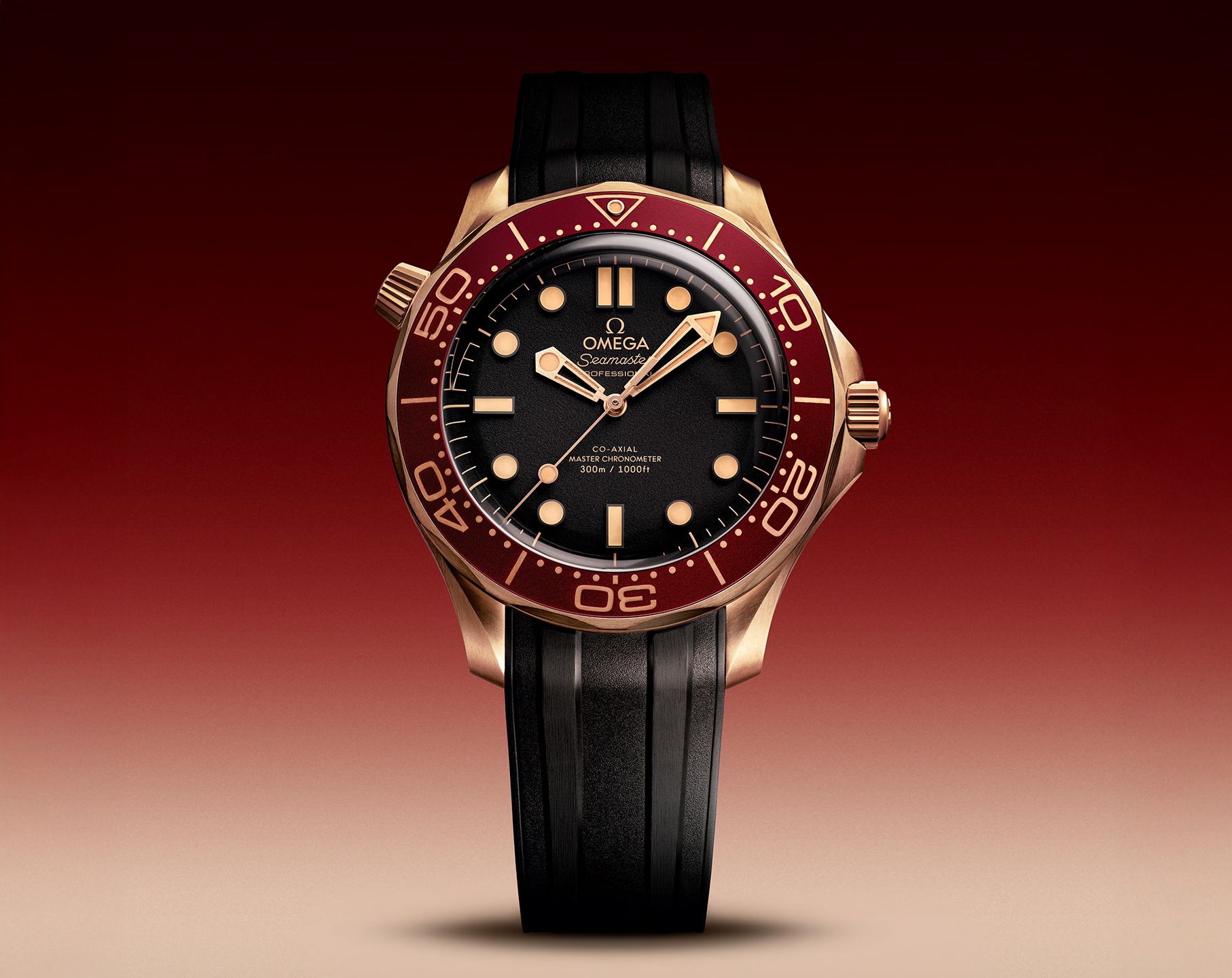 Omega Seamaster Diver Bronze Gold 300M Blk Dial 42mm Rubber strap  210.92.42.20.01.003