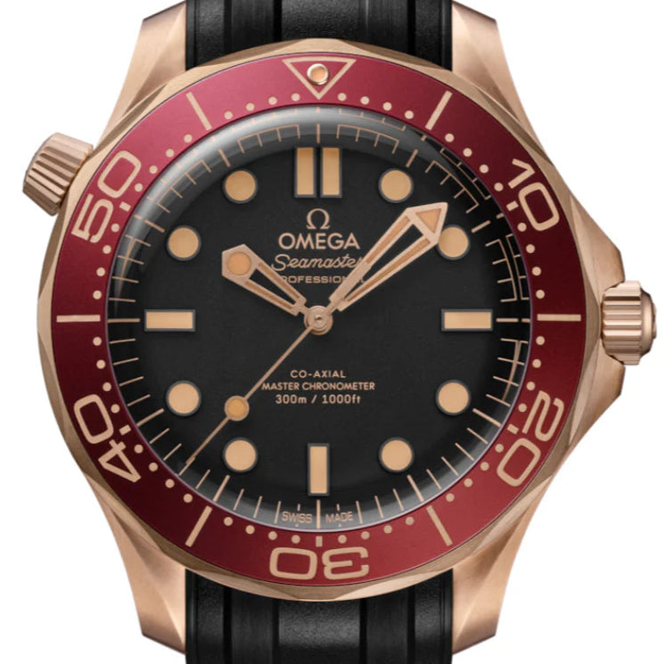 Omega Seamaster Diver Bronze Gold 300M Blk Dial 42mm Rubber strap  210.92.42.20.01.003
