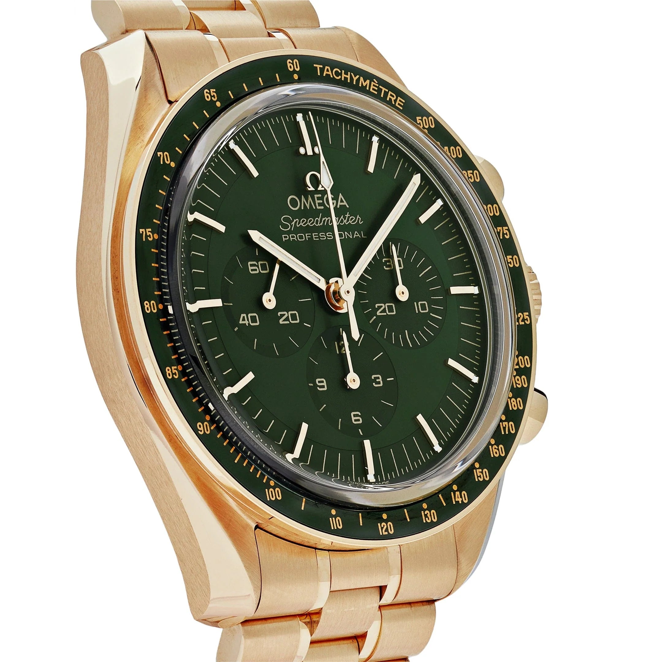 Omega Speedmaster Moonwatch 18k gold with green dial  310.60.42.50.10.001