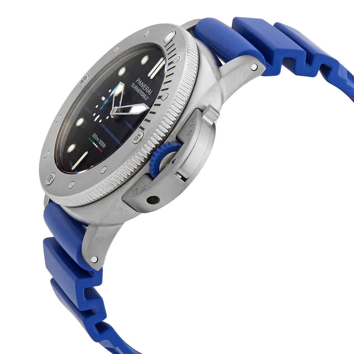 Panerai Paltrinieri Edition Limited Reloj para hombre con esfera negra y correa azul 47 PAM01162