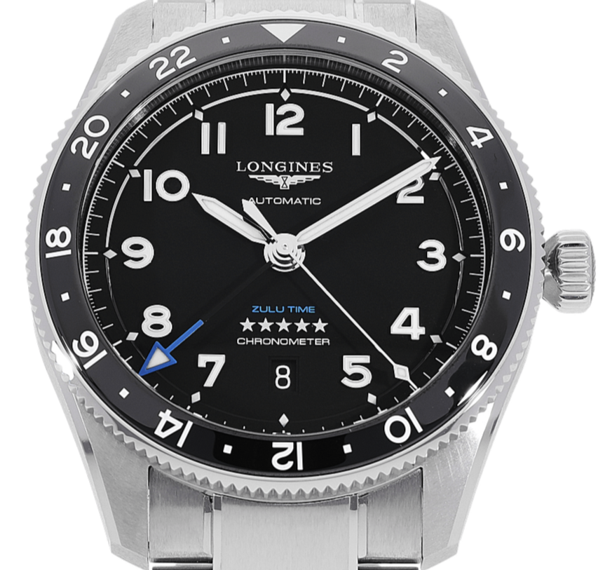 Longines Spirit Automatic Black Dial Zulu Time 42mm | Harley's Time LLC