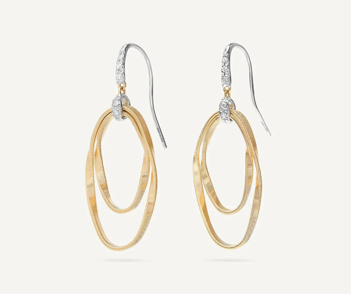 Marco Bicego Marrakech Onde 18K Y/Gold & Dia Concentric Hook Earrings OG372 A B1