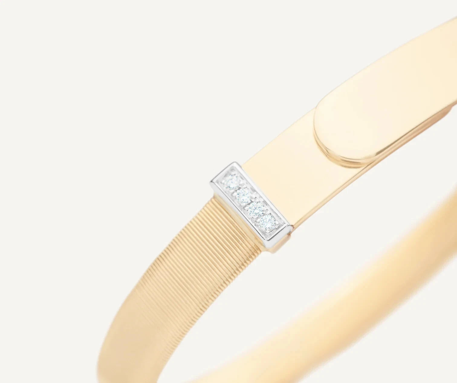 Marco Bicego Masai 18K Y/Gold Bangle Bracelet w/Dia Pave Large Width SG44S B3 YW