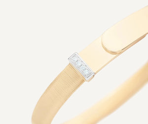 Marco Bicego Masai 18K Y/Gold Bangle Bracelet w/Dia Pave Large Width SG44S B3 YW