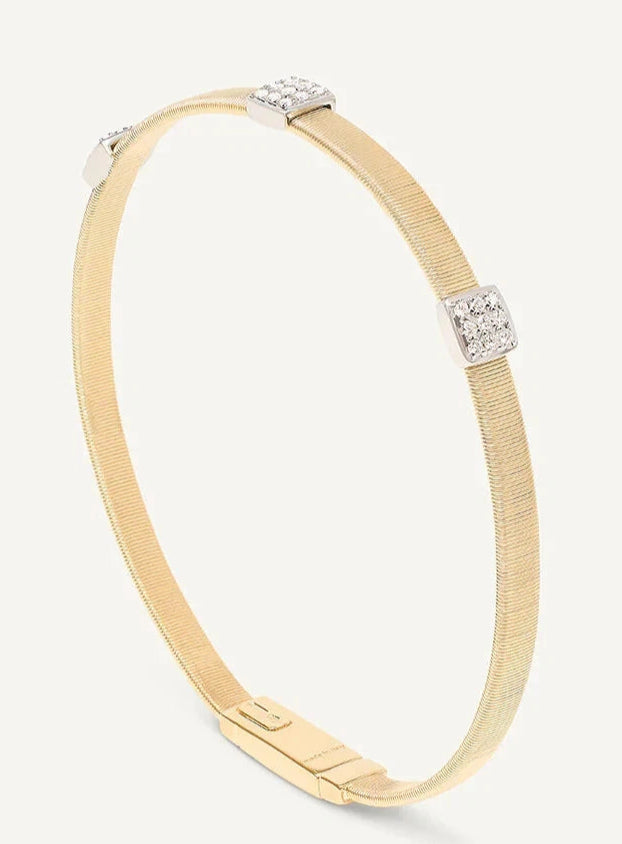 Marco Bicego MASAI 18k Y/Gold Medium Stackable Bracelet w/3 Dia BG731 B2