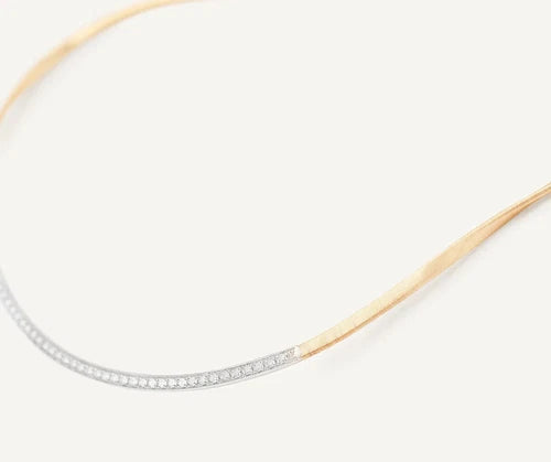 RTR Marco Bicego Marrakech 18K Y/Gold Coil Necklce With Diamond Bar CG851 B YW M5