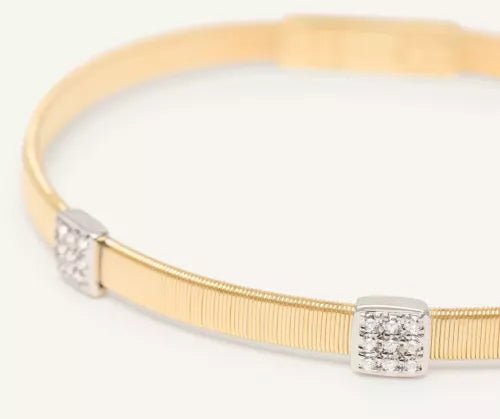 Marco Bicego MASAI 18k Y/Gold Medium Stackable Bracelet w/3 Dia BG731 B2