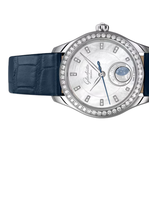 Glashutte Serenade Luna- Blue dial w/diamonds 32.5 mm 1-35-14-02-12-04