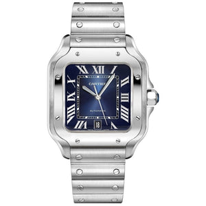 Cartier Santos Blue Dial 39.8mm Steel Bracelet WSSA0030