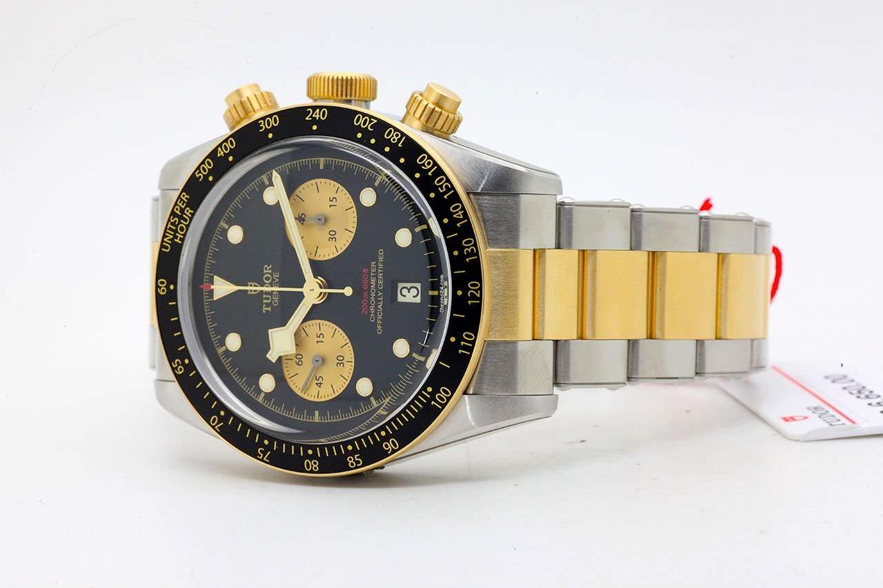 Tudor Black Bay Chrono Black dial Gold & Steel Bracelet Mens watch 41 M79363N-0001