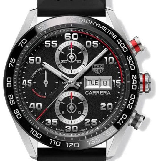 Tag Heuer Carrera 44mm Auto Black Dial Rubber Men's Watch CBN2A1AA.FT6228