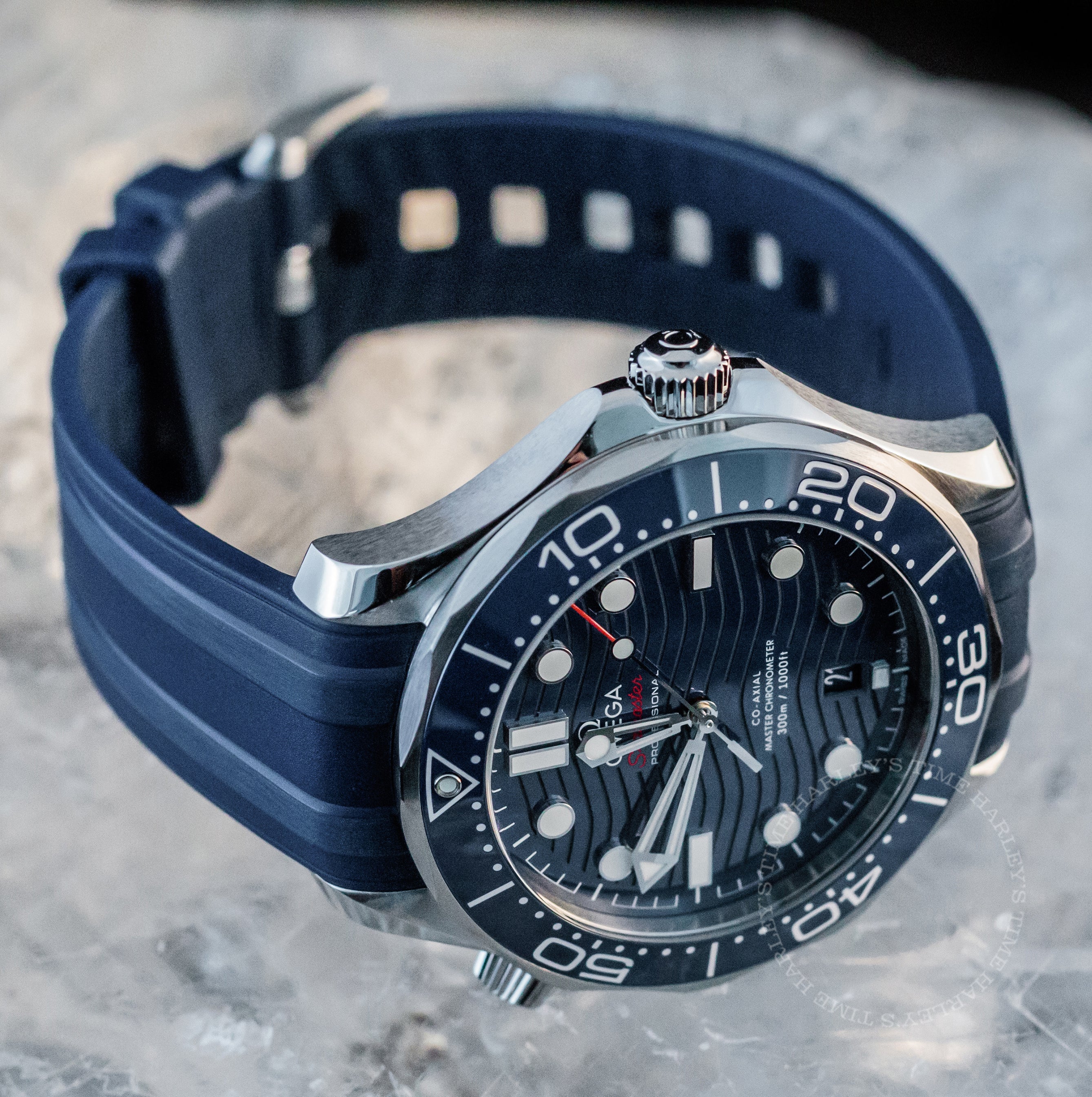 Omega Seamaster Diver 300M, Blue Face Watch Men's, Harley's Time