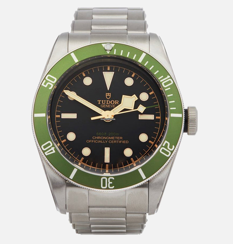 帝舵碧湾绿色 Harrods 带钢表链和北约表带男式手表 41 79230G 