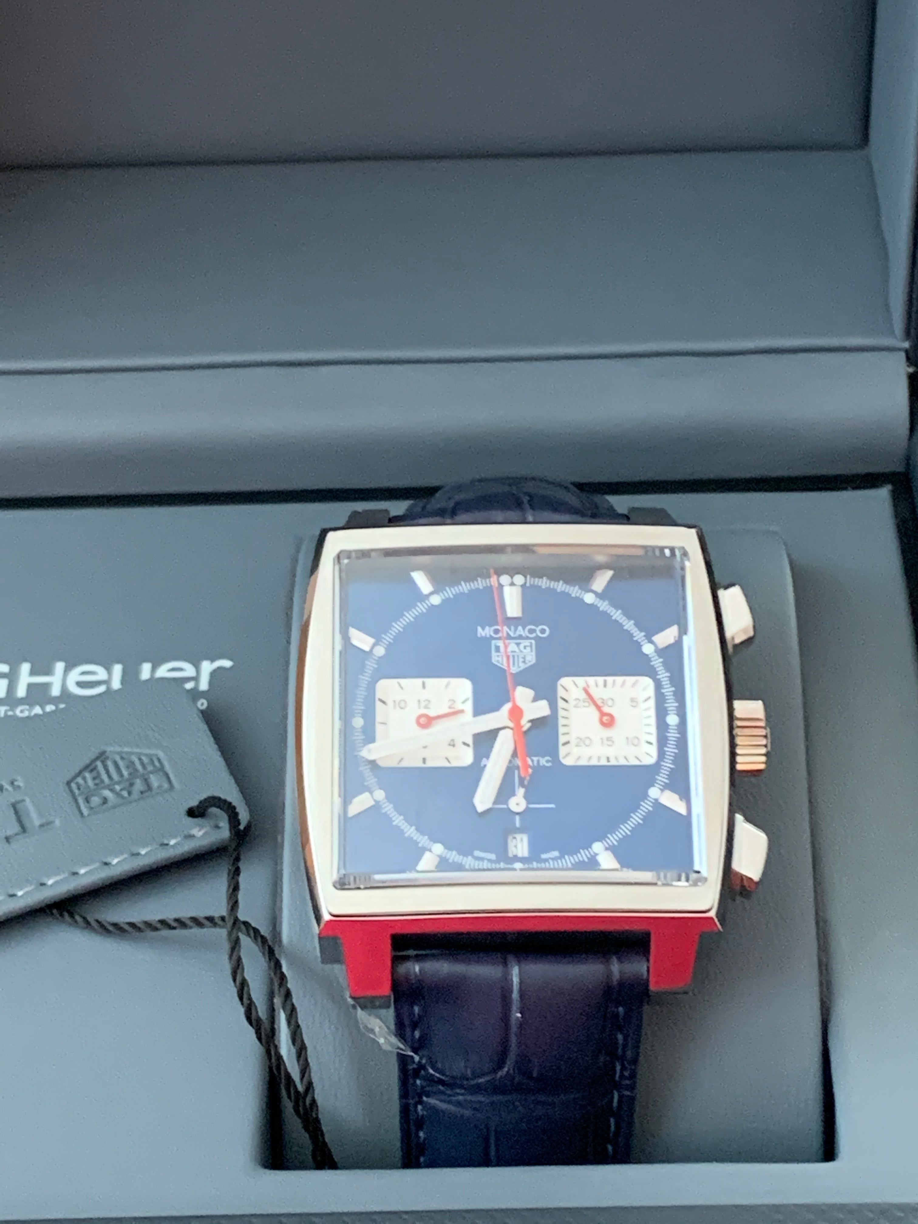 TAG Heuer Monaco 02 Leather strap 39mm Brand New Watch | Harley's Time LLC