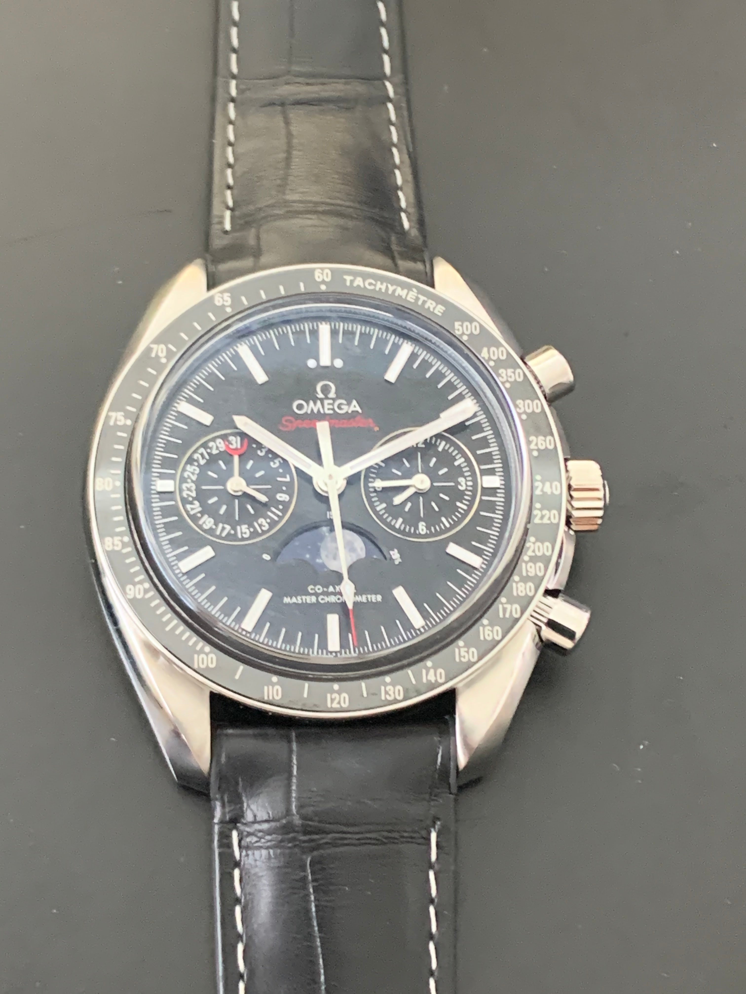 Omega Moonphase Speedmaster | Crocodile Band Watch | Harley's Time