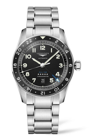 Longines Spirit Automatic Black Dial Zulu Time 42mm | Harley's Time LLC