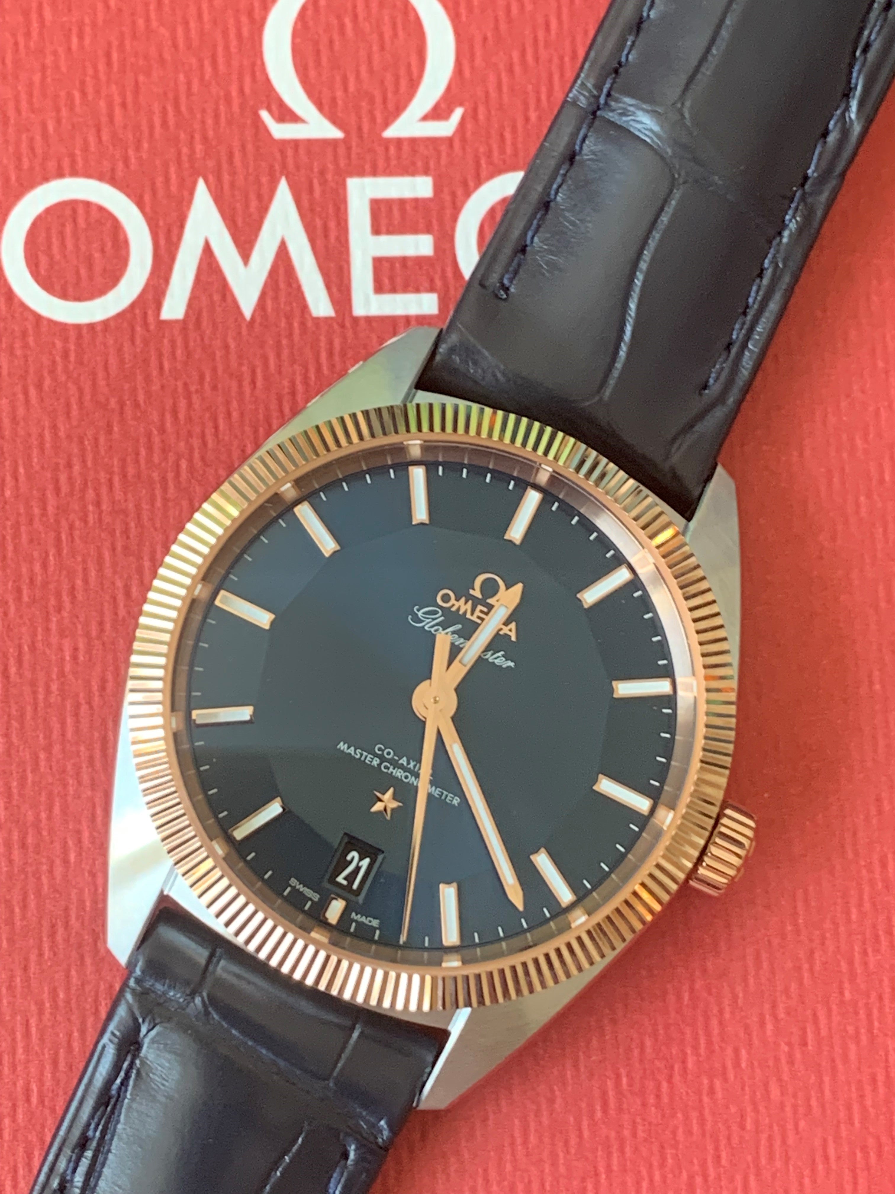 Omega Constellation Globemaster Sedna Gold 39mm Watch | Harley's Time LLC