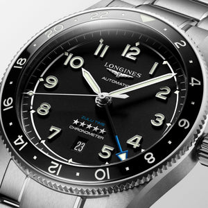 Longines Spirit Automatic Black Dial Zulu Time 42mm | Harley's Time LLC